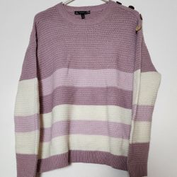 Derek Heart Maternity Women's Striped Knit Sweater w/ Buttons Size L