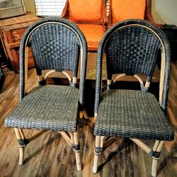 2 Serena & Lilly Riviera Or Style Rattan Chairs