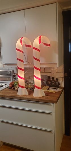 2 Candy Cane Blow Molds Christmas Decoration