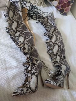 Giuseppe Zanotti Design snake high knee heel boots