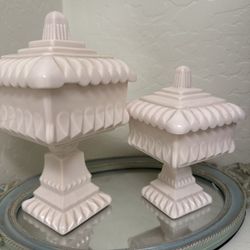 Vintage Pink Glass Container Containers