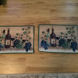 Set Of Two Vinyl Table Place Mats Wine And Grape Theme 
