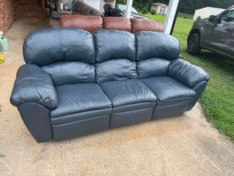 Blue Leather Recliner Couch