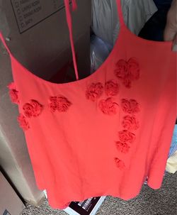 Orange spaghetti strap w/ flowers
