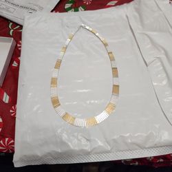 20 In. 925 Sterling Silver Necklace.  3 Tone