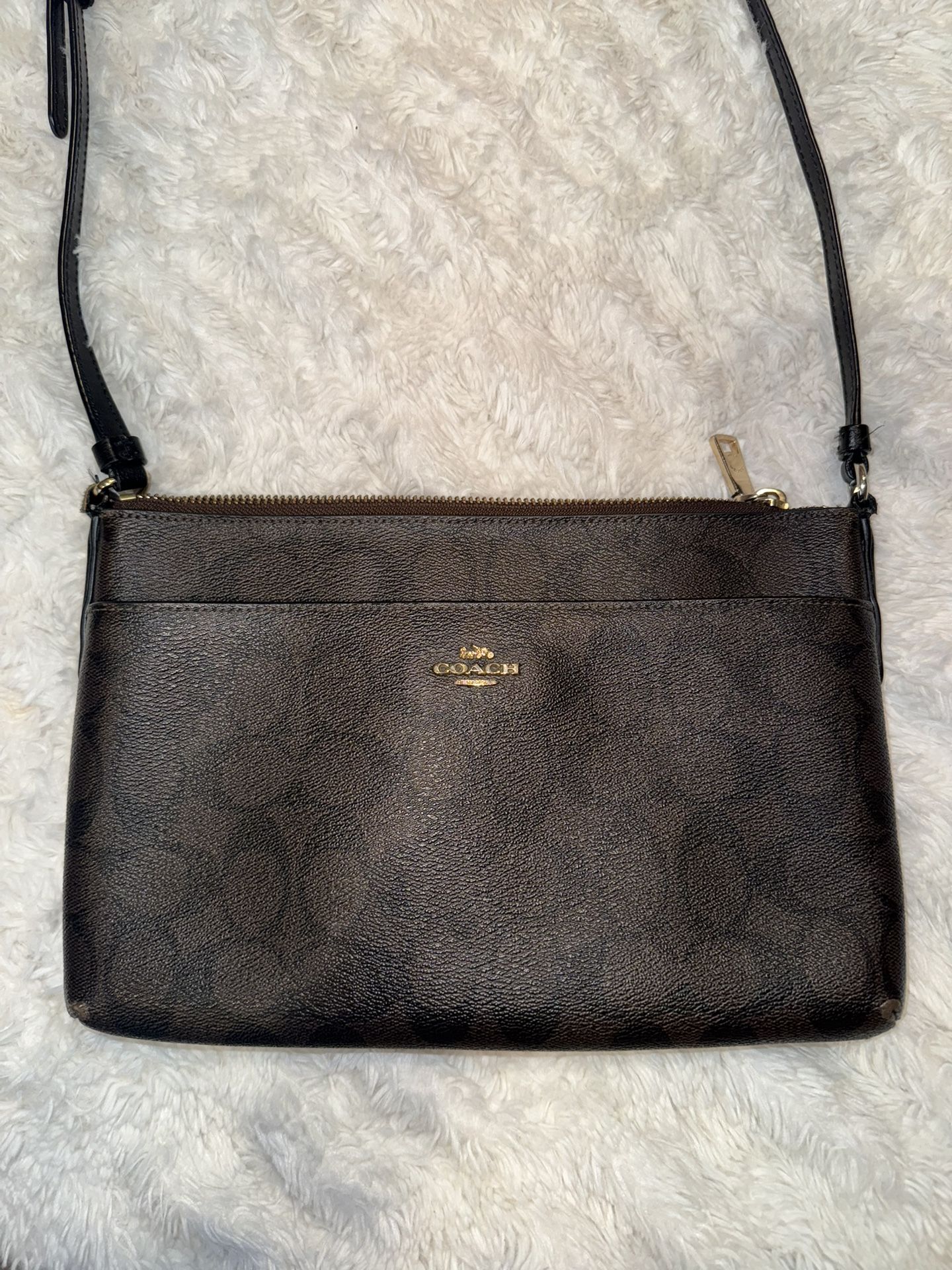 Brown And Black Coach Leather Crossbody Bag #leatherbag #coach #purse