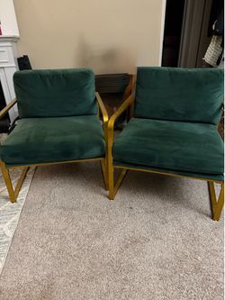Green velvet accent chairs