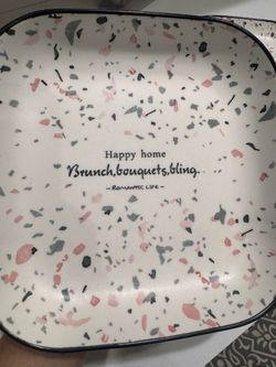 4 Terrazzo Print Decorative Ceramic Plate