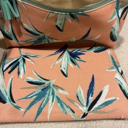 Rachel Pally Coral Multi Zip Closure Clutch Or Cosmetic Bag