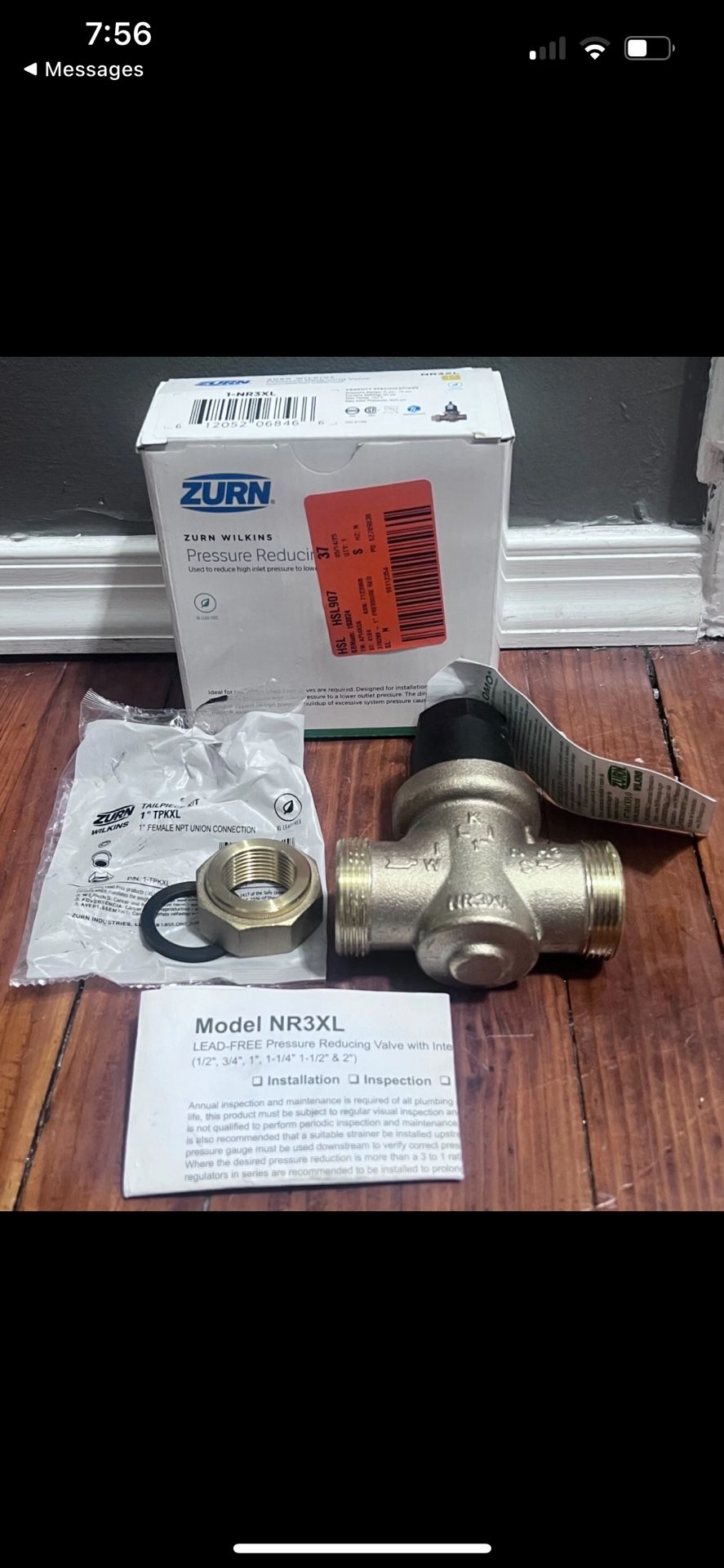 Zurn 1 in. NR3XL Pressure Reducing Valve Single Union Female x Female NPT