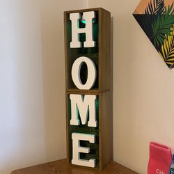 Home Sign With Lights And Realistic Moss 