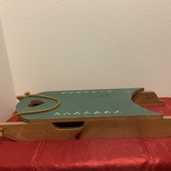 Large Green Wood Christmas Sleigh Holiday Home decor decorations- Simi Valley