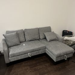 3 in 1 Convertible Sleeper Sofa Bed, Modern Soft Fabric 3 Seat Sofa 