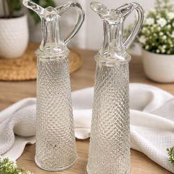 Pair of Ool and Vinegar Glass Cruet bottles