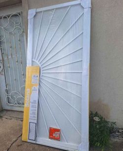 36 in. x 80 in. Solana White Surface Mount Outswing Steel Security Door with...Reversible can be used left or right