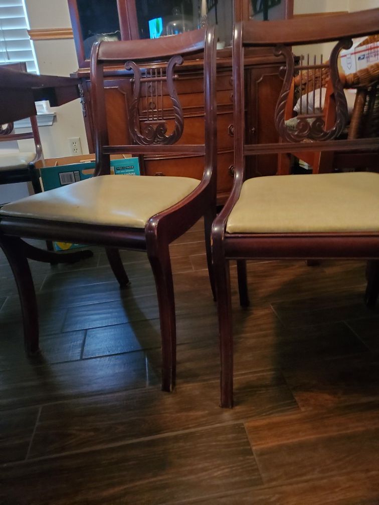 5 antique wood chairs