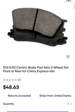 103.14110 Centric Brake Pad Sets 2-Wheel Set Front or Rear for Chevy Express Van