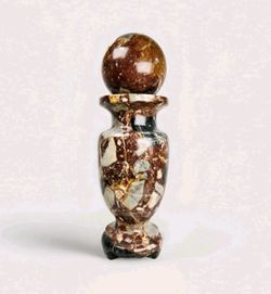 Vintage 10" Breccia Marble Urn Vase w/ Sphere Lid | Heavy Stone Decor | Rare