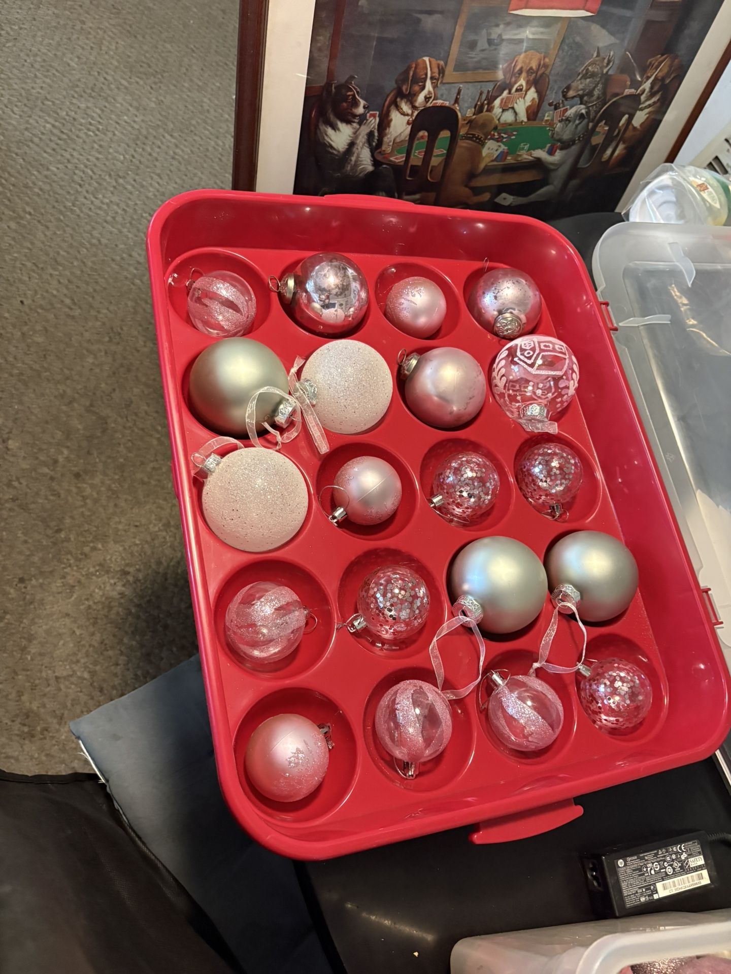 Glass Hand painted Pink Christmas Ornaments