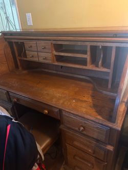 Wooden roll top desk
