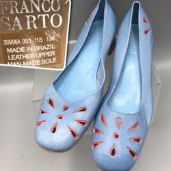 Franco Sarto Leather Baby Blue spring/summer Flat Shoe Size 10