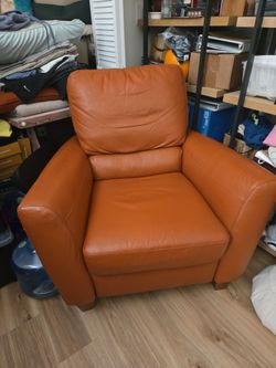 Orange Leather Accent Armchair