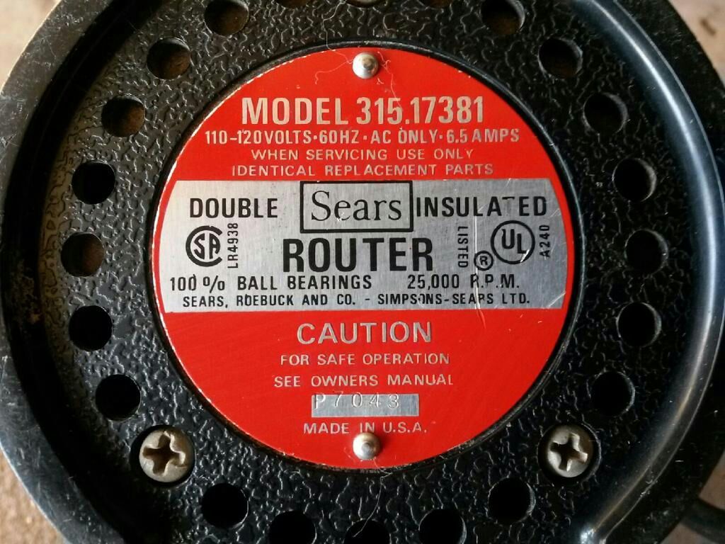 Sears Craftsman 6.5 Amp Router 315.17381