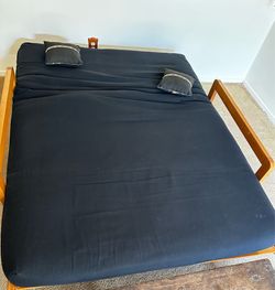 Wood futon frame and mattress