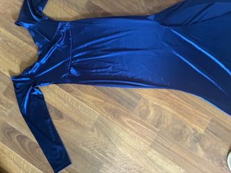 Royal Blue Satin Long Sleeve Dress