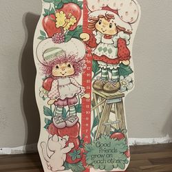 Vintage 80s Strawberry Shortcake coat rack and growth chart