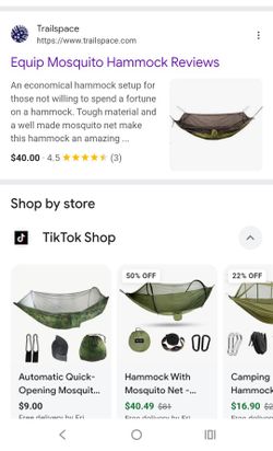 Equip Mosquito 1 Person Hammock With Bug Net