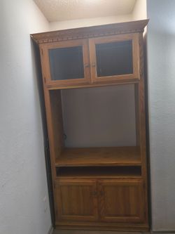 Oak Wood Entertainment Center Cabinet