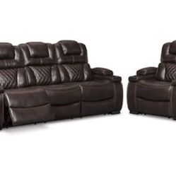 Warnerton Chocolate Power Reclining Sofa Set