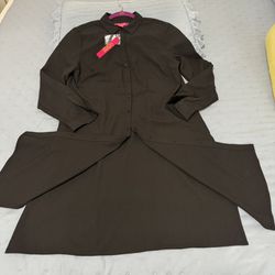 Catherine Malandrino Dress Womens Medium Black Long Collared Tunic Shirt Dress, New Whit Tags 
