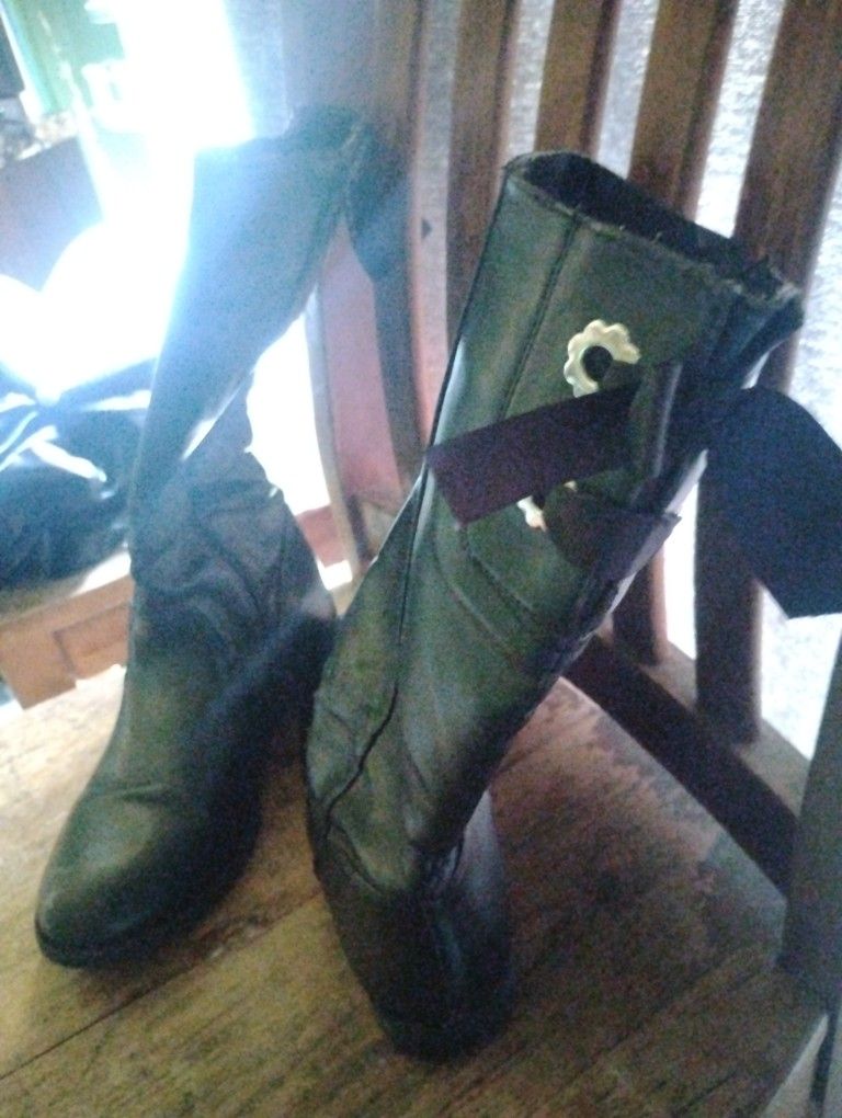 Juno Black Knee High Girls Leather Boots