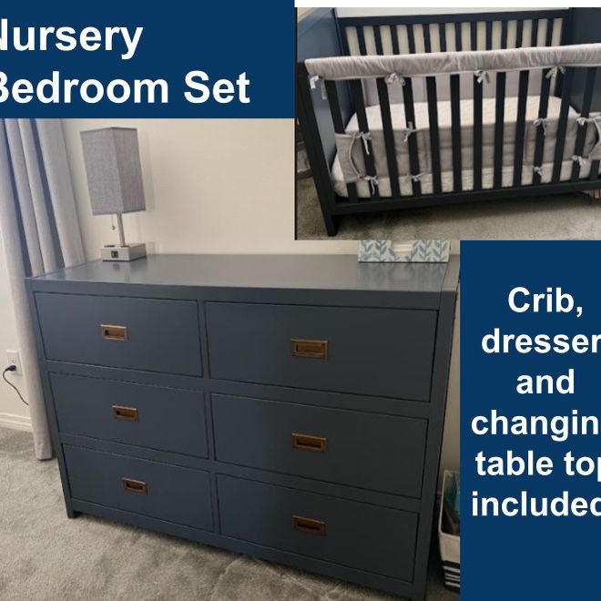 Crib And Dresser With Changing Table Top Set