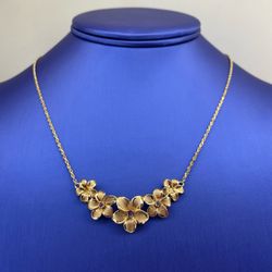 14Kt Yellow Gold 17” Island Flowers Tanzanite Necklace 8.40g I-2042
