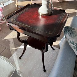 Antique Victorian Mahogany Leather-Top Claw Foot Tea Table #109 - 19th C. Side Stand