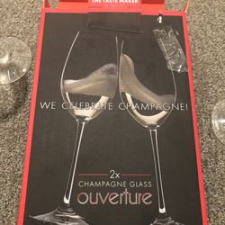 2 German, new crystal champagne glasses in a package! perfect for a wedding!