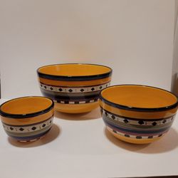 New- 3 Hand Painted Tabletops Gallery "Argentina" Serving Bowls