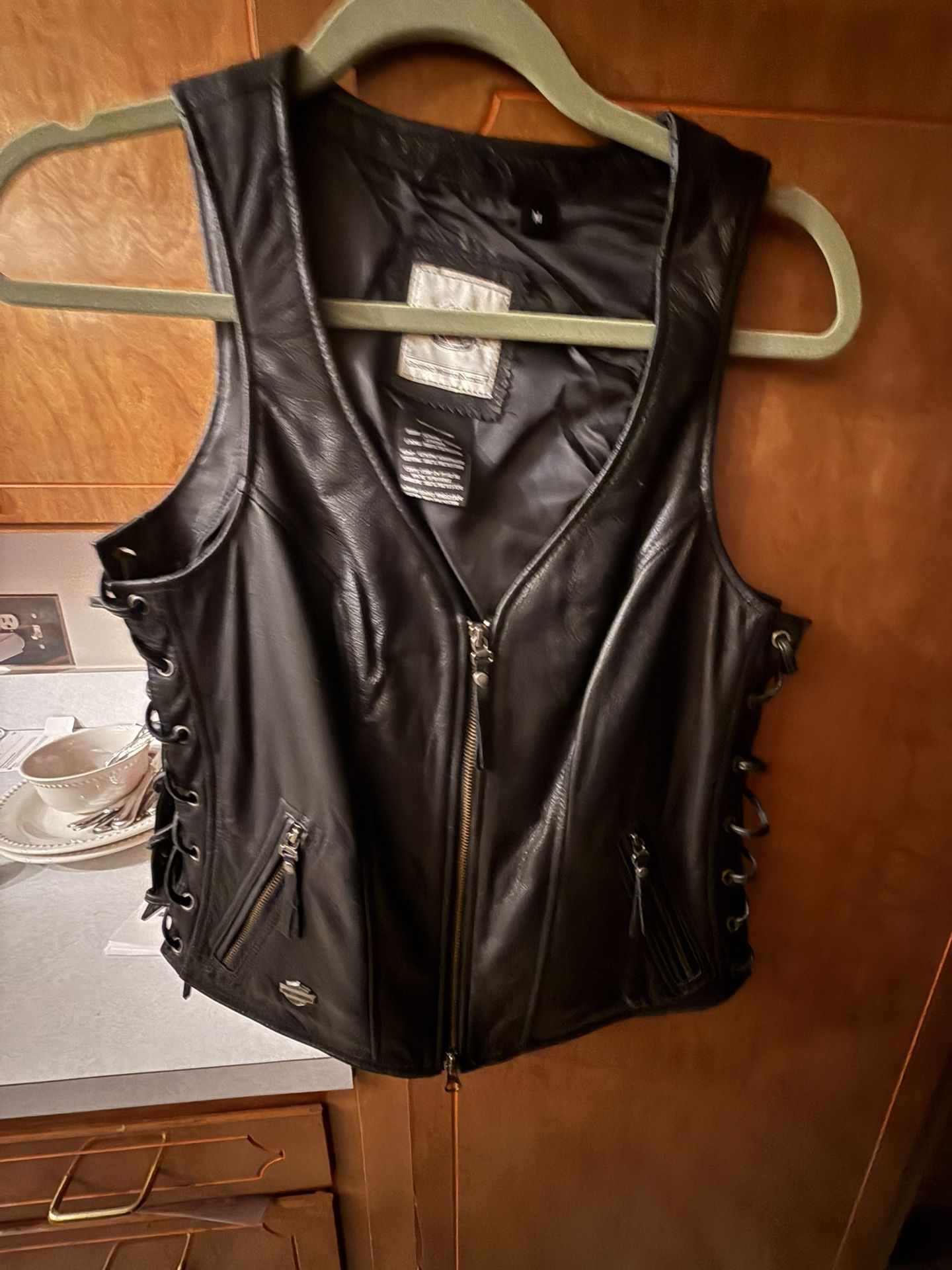 Women’s Black Leather Vest