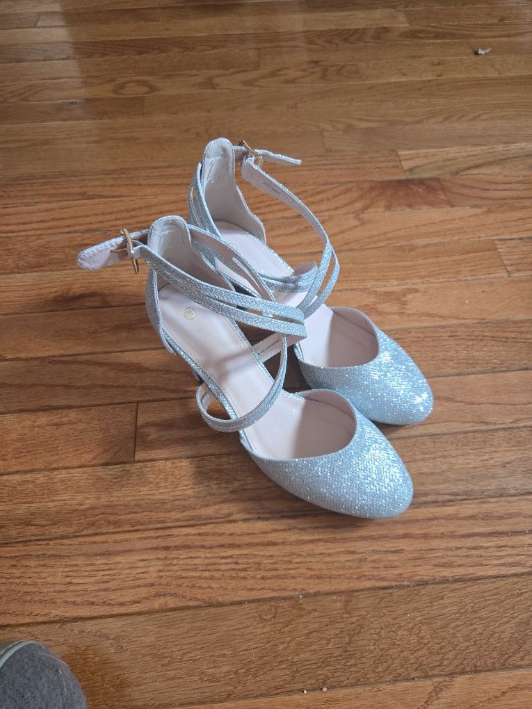 9.5 Silver Glitter Heels
