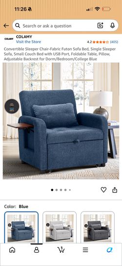 COLAMY Convertible Sleeper Chair Grey