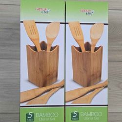 Grande Chef 5 Piece Bamboo Utensil Set (Two Sets)