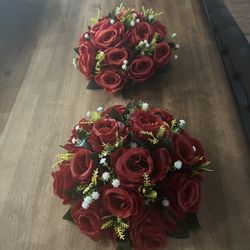 Two Floral centerpieces, red roses, new