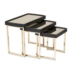 Lisbon Silken Matte Black Nesting Tables (Set of 3)