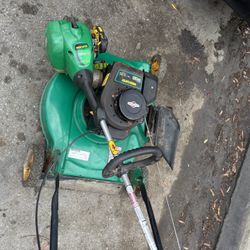 Push Mower Side Discharge And Weed Wacker Good Working Condition Tested Before Buy It  160$$ Cash 