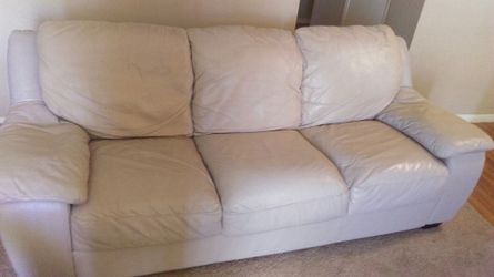 Genuien White Leather Couch