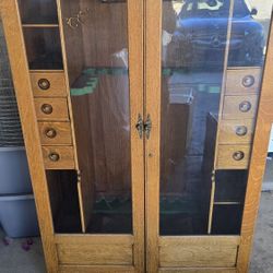 Vintage Firearm Curio Cabinet-Handcrafted Wood and Glass