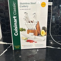 Cuisinart Classic 15pc White Triple Rivet Knife Block Set - C77WTR-15P2: High Carbon Stainless Steel, Ergonomic Handle